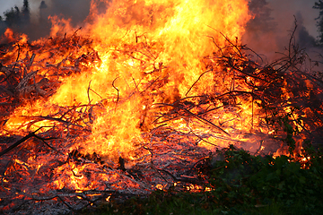 Image showing Detail of flames in an outdoor fire in Denmark