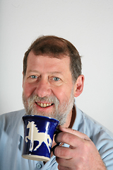 Image showing Mature scandinavian man driking coffee