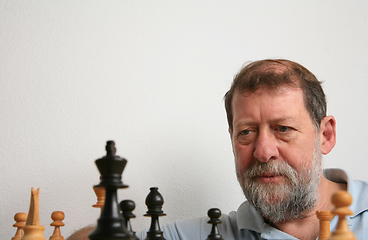 Image showing Mature scandinavian man playing chess