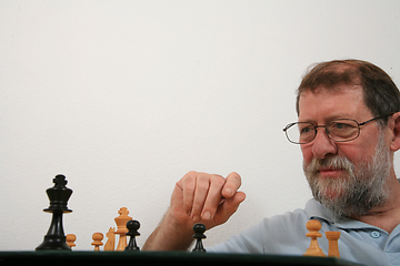 Image showing Mature scandinavian man playing chess