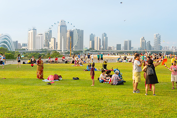 Image showing People rest Marina Barrage. Singapore