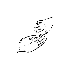Image showing Hand of help hand drawn sketch icon.