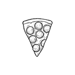 Image showing Pizza slice hand drawn sketch icon.