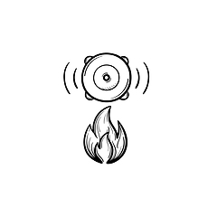 Image showing Fire alarm hand drawn sketch icon.