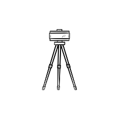 Image showing Theodolite on tripod hand drawn sketch icon.