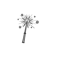 Image showing Magic wand hand drawn sketch icon.