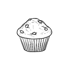 Image showing Muffin hand drawn sketch icon.