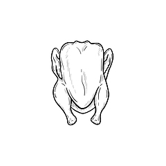 Image showing Raw chicken hand drawn sketch icon.