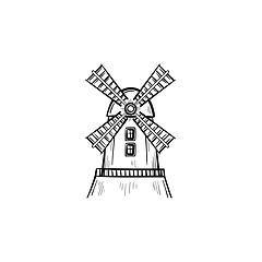 Image showing Windmill hand drawn sketch icon.