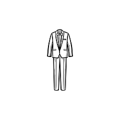 Image showing Wedding suit hand drawn sketch icon.