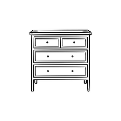 Image showing Chest of drawer hand drawn sketch icon..