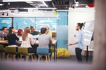 Image showing Multiethnic startup business team having meeting