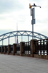 Image showing Railway bridge in Riga city.