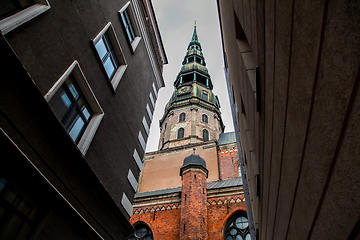 Image showing St. Peter's Church in riga town.