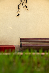 Image showing Bench at the wall in Riga city.
