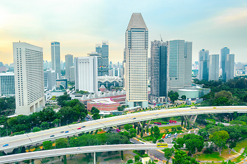 Image showing Modern aerial Singapore cityscape