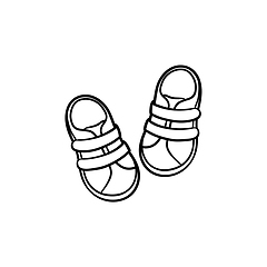 Image showing Baby shoes hand drawn outline doodle icon.