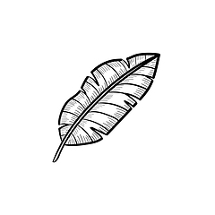 Image showing Banana leaf hand drawn sketch icon.