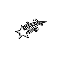 Image showing Shooting star hand drawn sketch icon.