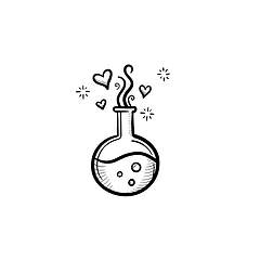 Image showing Flask with magic potion hand drawn sketch icon.