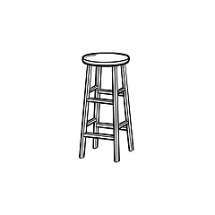 Image showing Barstool hand drawn sketch icon.