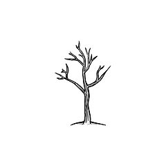 Image showing Dry tree hand drawn sketch icon.