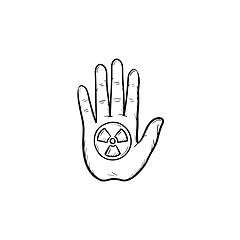 Image showing Stop hand sign hand drawn sketch icon.
