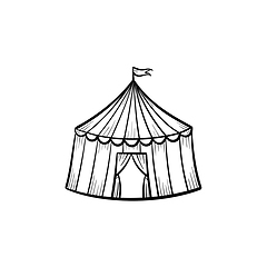 Image showing Marquee circus tent hand drawn sketch icon.