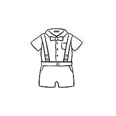 Image showing Baby shirt and shorts set hand drawn outline doodle icon.