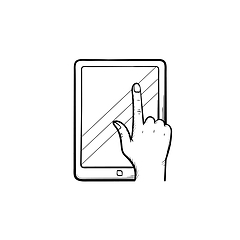 Image showing Online education app hand drawn sketch icon.