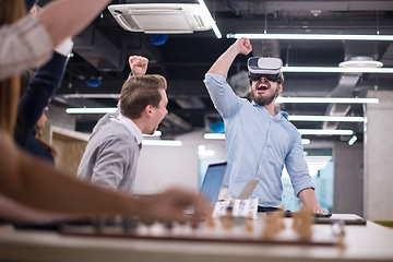 Image showing Young Multiethnic Business team using virtual reality headset