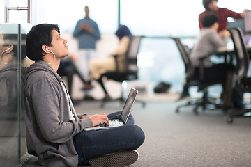 Image showing software developer working on the floor