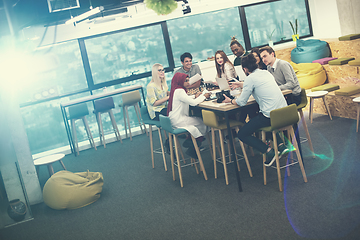 Image showing Young Multiethnic Business team using virtual reality headset