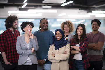 Image showing portrait of young excited multiethnics business team