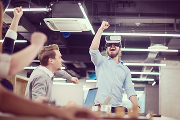 Image showing Young Multiethnic Business team using virtual reality headset