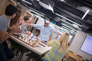 Image showing Young Multiethnic Business team using virtual reality headset