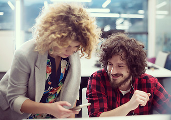 Image showing software developers couple writing programming code