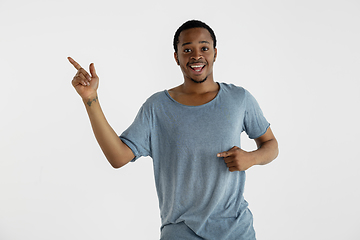 Image showing Portrait of young man isolated on white studio background