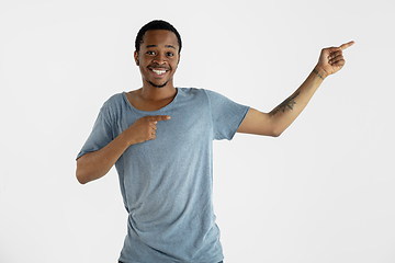 Image showing Portrait of young man isolated on white studio background