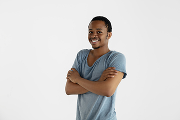 Image showing Portrait of young man isolated on white studio background