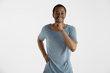 Image showing Portrait of young man isolated on white studio background