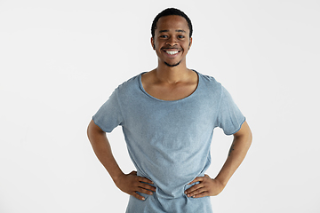 Image showing Portrait of young man isolated on white studio background