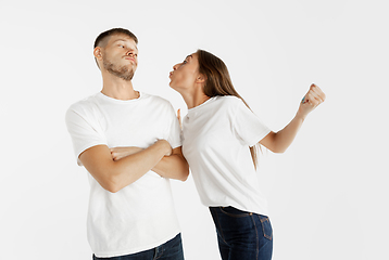 Image showing Portrait of beautiful couple isolated on white studio background