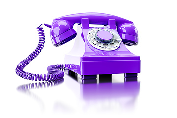 Image showing old purple dial-up phone