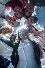 Image showing multiethnic Group of young business people celebrating success