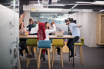 Image showing Young Multiethnic Business team using virtual reality headset