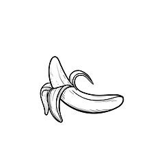 Image showing Half peeled banana hand drawn sketch icon.