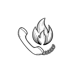 Image showing Telephone handset and fire hand drawn sketch icon.