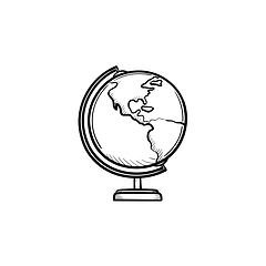 Image showing World globe hand drawn sketch icon.