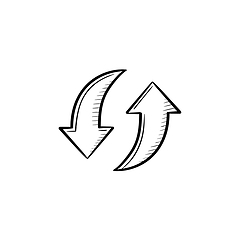 Image showing Circular arrows hand drawn sketch icon.